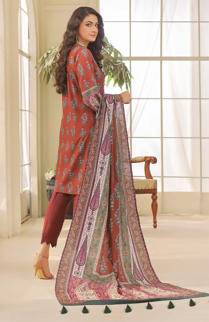 Calla Lily | Stitched 3PC Printed Khaddar Shirt With Printed Khaddar Shawl