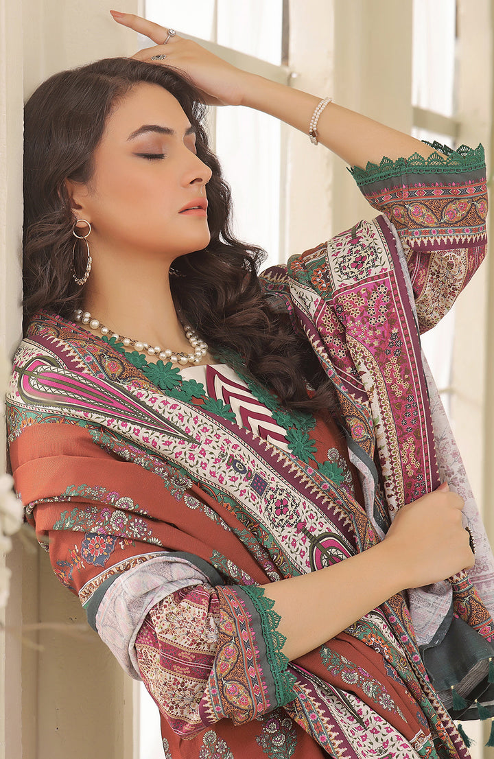 Calla Lily | Stitched 3PC Printed Khaddar Shirt With Printed Khaddar Shawl